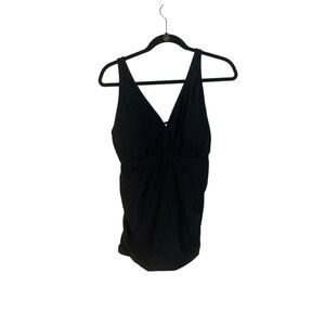 Yonique Womens Black Tankini Top XXL Adjustable Straps Wireless NWT Beach